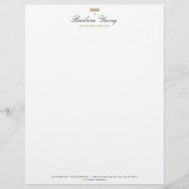 Membrete Logo elegante tipo Gold Dragonfly sobre blanco