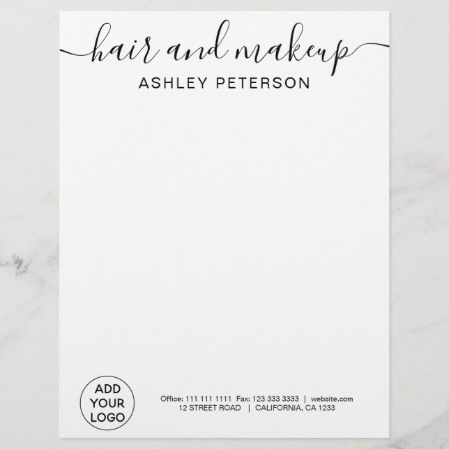 Membrete Logo profesional tipografía simple blanca y negra (Anverso)