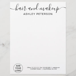 Membrete Logo profesional tipografía simple blanca y negra