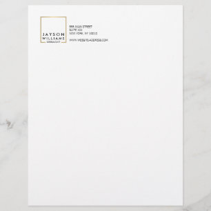 Membrete Logo Professional Black and Faux Gold Square