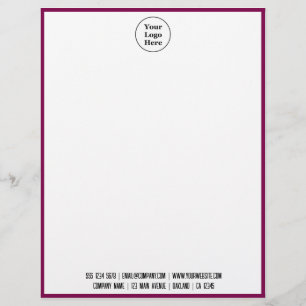 Membrete Logotipo comercial Moderna frontera roja Minimal