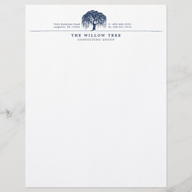 Membrete Logotipo de árbol salvaje azul de la marina modern (Anverso)