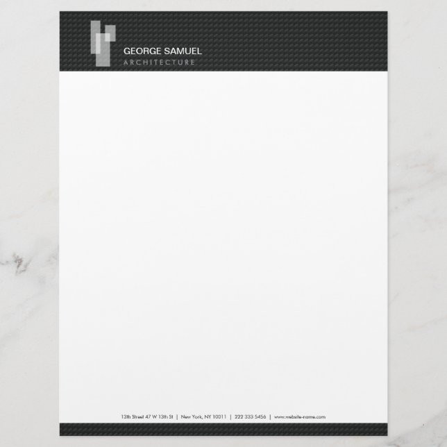Membrete Logotipo de bloques arquitectónicos modernos Blanc (Anverso)