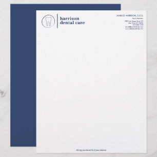 Membrete Logotipo de boceto dental Dentista blanco/azul