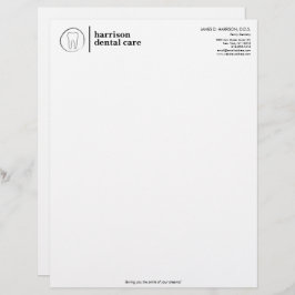 Membrete Logotipo de boceto dental Dentista blanco/negro