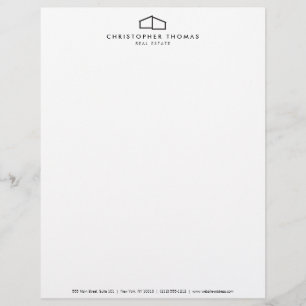 Membrete Logotipo de casa moderna en negro para Real Estate