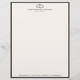 Membrete Logotipo de casa moderno inmobiliario, marfil/negr