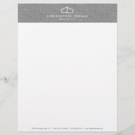 Membrete Logotipo de casa moderno Inmobiliario, Ropa gris d