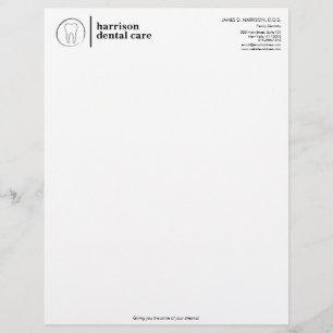 Membrete Logotipo de esquema de diente negro/blanco Dentist
