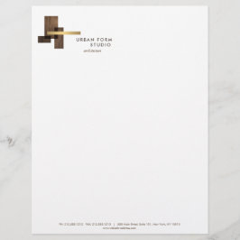 Membrete Logotipo de madera de arquitecto moderno