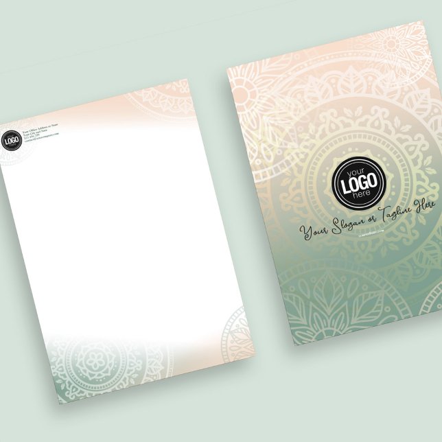 Membrete Logotipo de negocio personalizado | Yoga verde ele (Subido por el creador)
