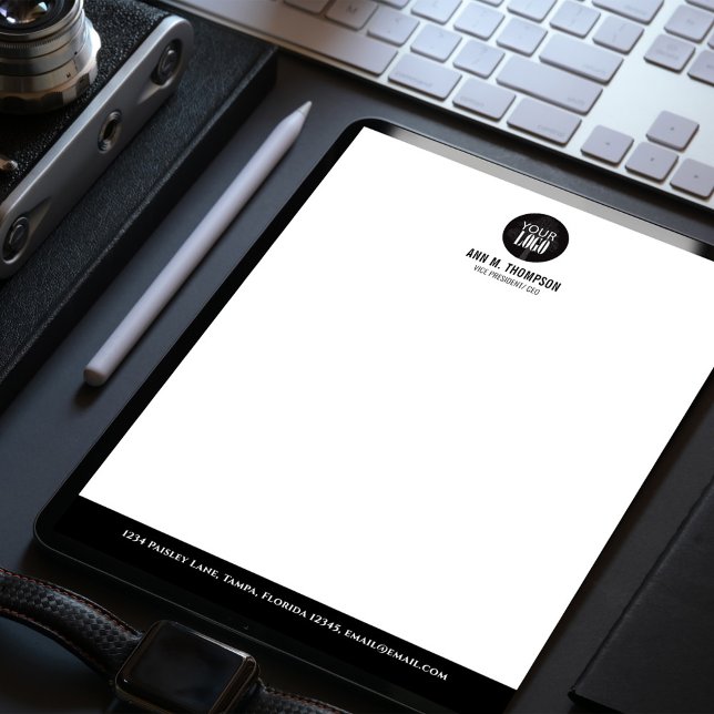 Membrete Logotipo de negocio Sencillo en blanco y negro (Subido por el creador)