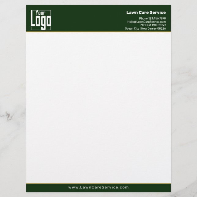 Membrete Logotipo de negocio simple verde oscuro (Anverso)