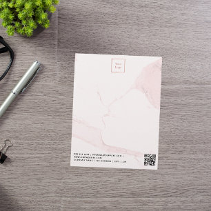 Membrete logotipo empresarial elegante de mármol rosa Rubor