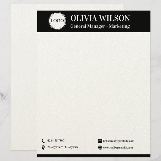 Membrete Logotipo empresarial personalizado (Anverso / Reverso)