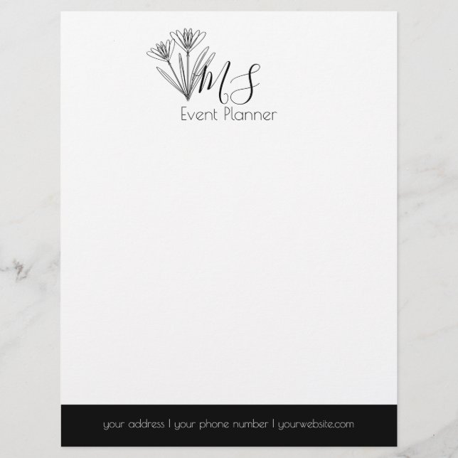 Membrete Logotipo Profesional - Planificador de Eventos Min (Anverso)
