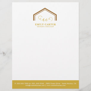 Membrete Logotipo promocional de agente inmobiliario modern