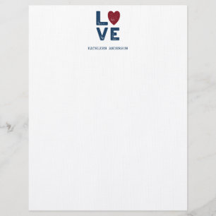 Membrete LOVE Gráfico Minimalista Aspecto Personalizado Le