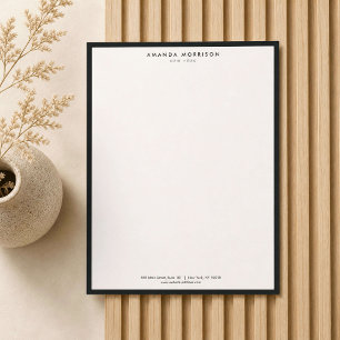 Membrete Lujo Minimalista Boutique Negro/Marfil