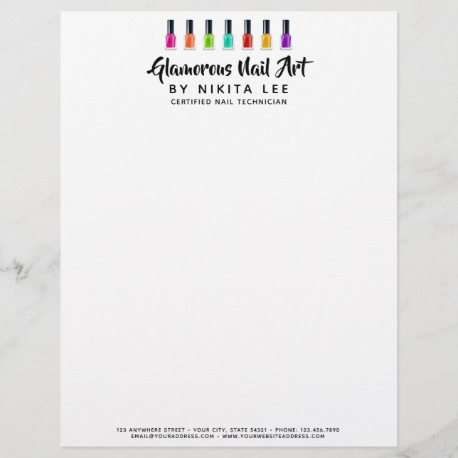 Membrete Luminoso Rainbow Nail Personalizado de arte polaco (Anverso)