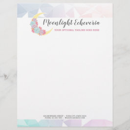 Membrete Luna y Suculentos Pastel Mystic Boho Floral Cactus