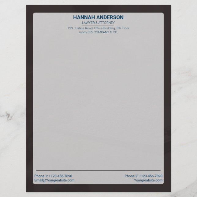 Membrete Luxury Brown Leather Look Lawyer Letterhead   (Anverso)