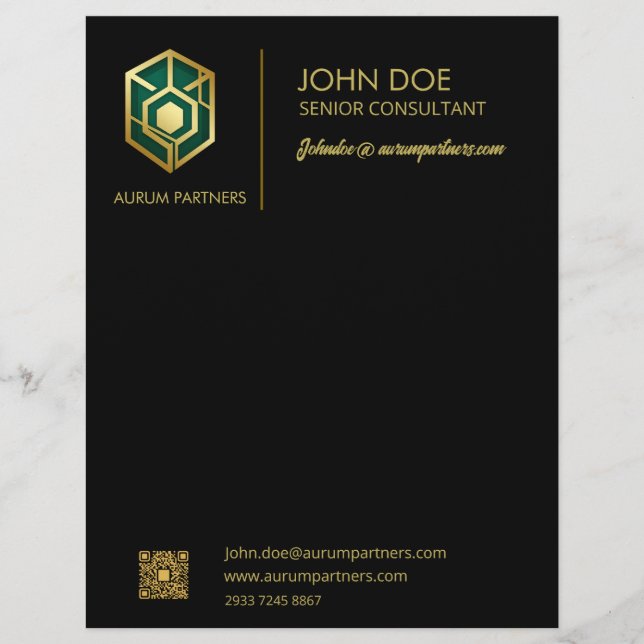 Membrete Luxury Golden Geometric Logo Black Presentation Fo (Anverso)
