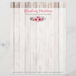 Membrete Madera rústica shabby chic rosas rosadas anemona f