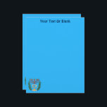 Membrete Magen persa David Menorah<br><div class="desc">Se adapta a partir de una antigua teja judía persa y cuenta con una menorah con un Magen David (Estrella de David) enmarcado por ramas de olivo. Se han conservado las imperfecciones de la imagen original pintada a mano. Personalizar agregando su propio texto.</div>