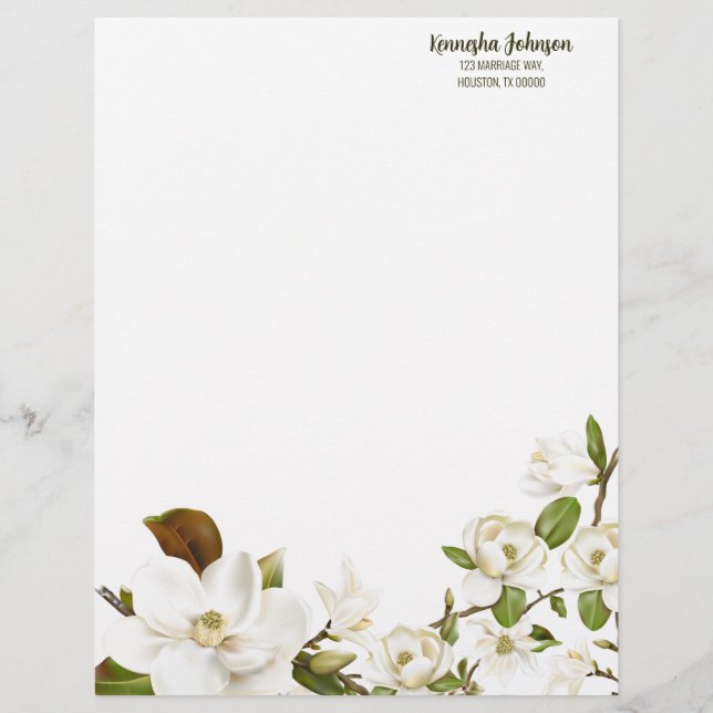 Membrete Magnolia Floral Couples Shower (Anverso)