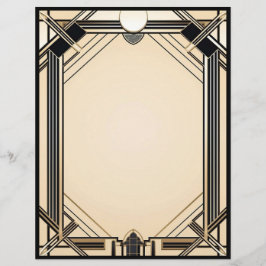 Membrete Mando negro y marco Art Deco Blanco