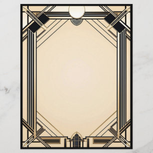 Membrete Mando negro y marco Art Deco Blanco