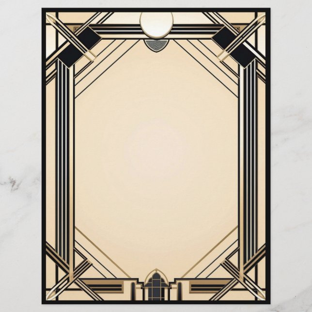 Membrete Mando negro y marco Art Deco Blanco (Anverso)