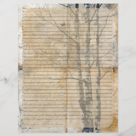 Membrete Manuscrito antiguo del árbol de aves