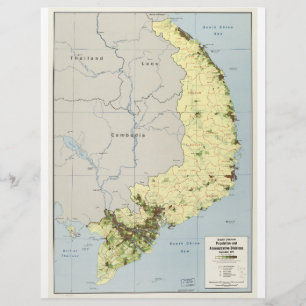 Membrete Mapa de Vietnam del Sur de septiembre de 1972