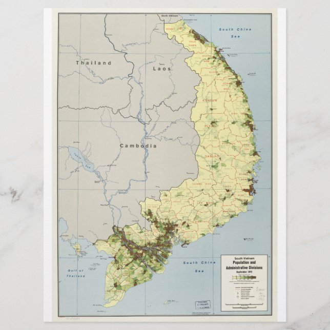 Membrete Mapa de Vietnam del Sur de septiembre de 1972 (Anverso)