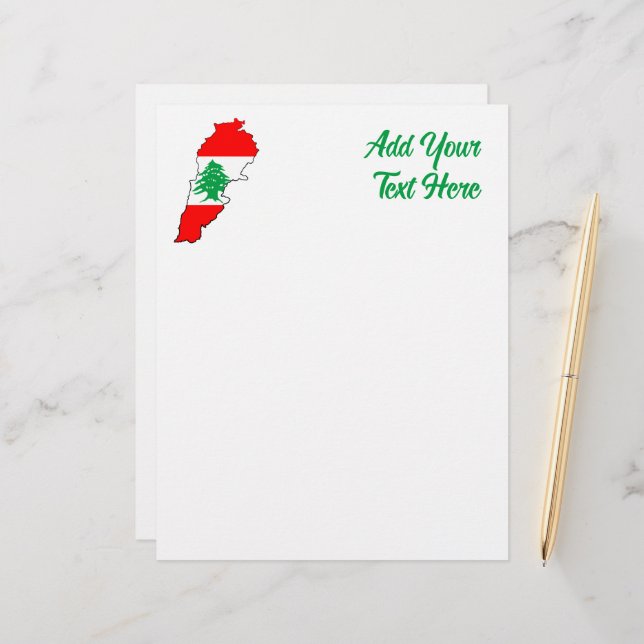 Membrete Mapa del Líbano con bandera (Anverso/Reverso In Situ)