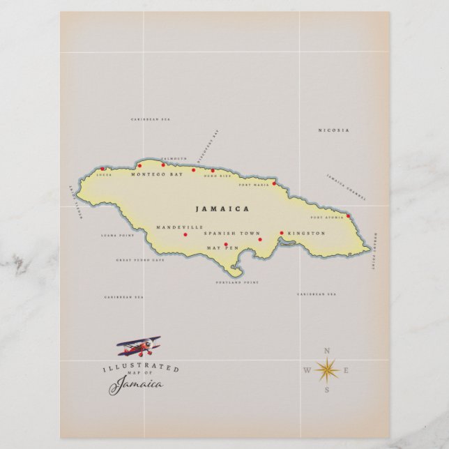 Membrete Mapa ilustrado de Jamaica. (Anverso)
