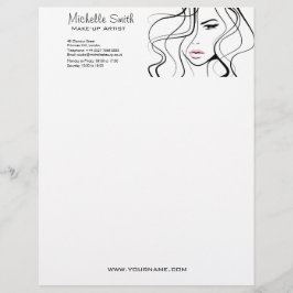 Membrete Maquillaje femenino elegante minimalista negro y b