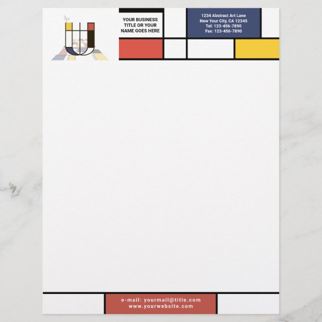 Membrete Maravilloso Monograma de Arte Moderno. Letra U (Anverso)