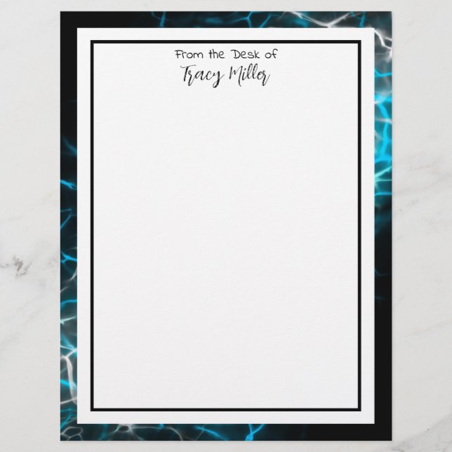 Membrete Marble negro y azul personalizado (Anverso)