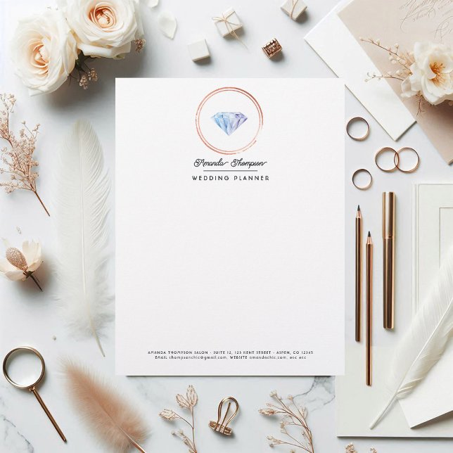 Membrete Marca de negocios de Diamond Wedding Planner (Diamond Wedding Planner Business Branding Letterhead)