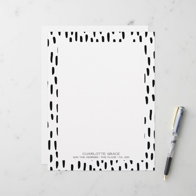 Membrete Marcas de pincel negro personalizadas (Anverso/Reverso In Situ)