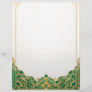 Membrete Marco Art Deco ordenado en blanco