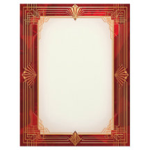 Marco dorado Art Deco sobre fondo rojo