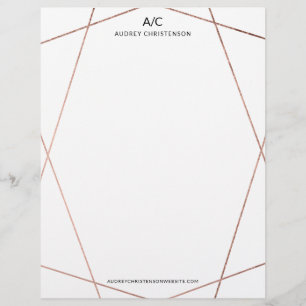 Membrete Marco geométrico rosa dorado moderno y elegante en