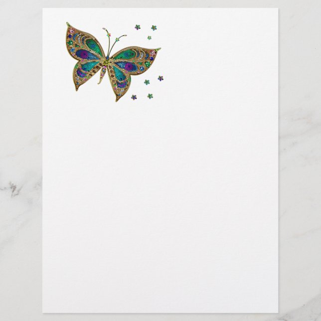 Membrete Mariposa decorativa y colorida (Anverso)