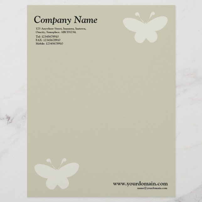 Membrete Mariposa elegante - Beige cálido (Anverso)
