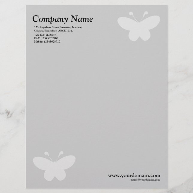 Membrete Mariposa elegante - Gris claro (Anverso)