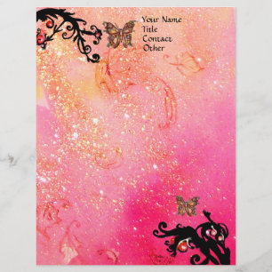 Membrete MARIPOSA EN SPARKLES, Pizarras negras rosadas